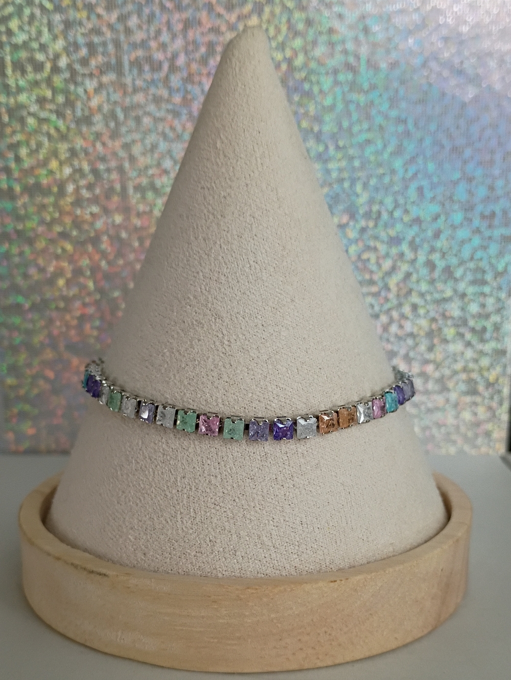 New Multicolor Square-Cut Tennis Bracelet - Women Jewelry
